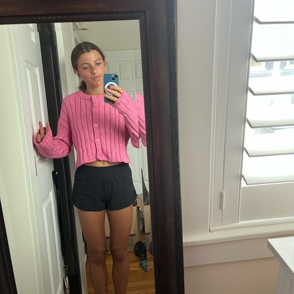 Pink Cropped Button-up Sweater from Pacsun - Picture 2 of 2